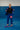 Womens blue Axis Kimono by adidas, front view with a red Barra shield chest patch and tonal Gracie Barra lapel print.