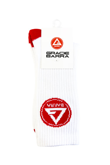 Red Shield Socks - White